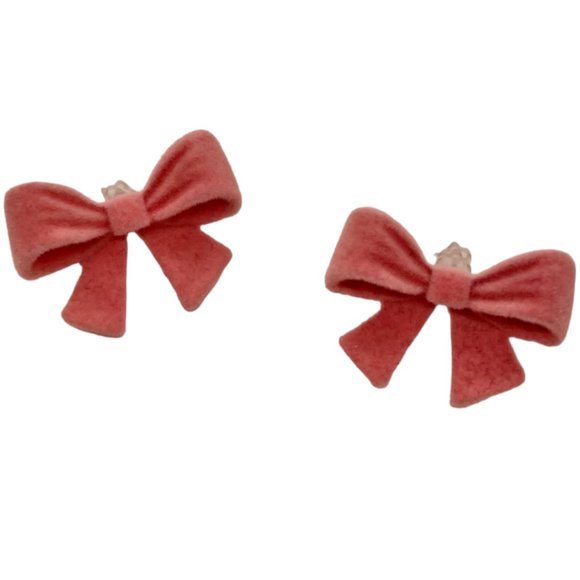 ❤️ FREE Bow Velvet Tie Chic Girly Artsy Glam Trendy Modern Minimalist Earrings - Picture 1 of 5